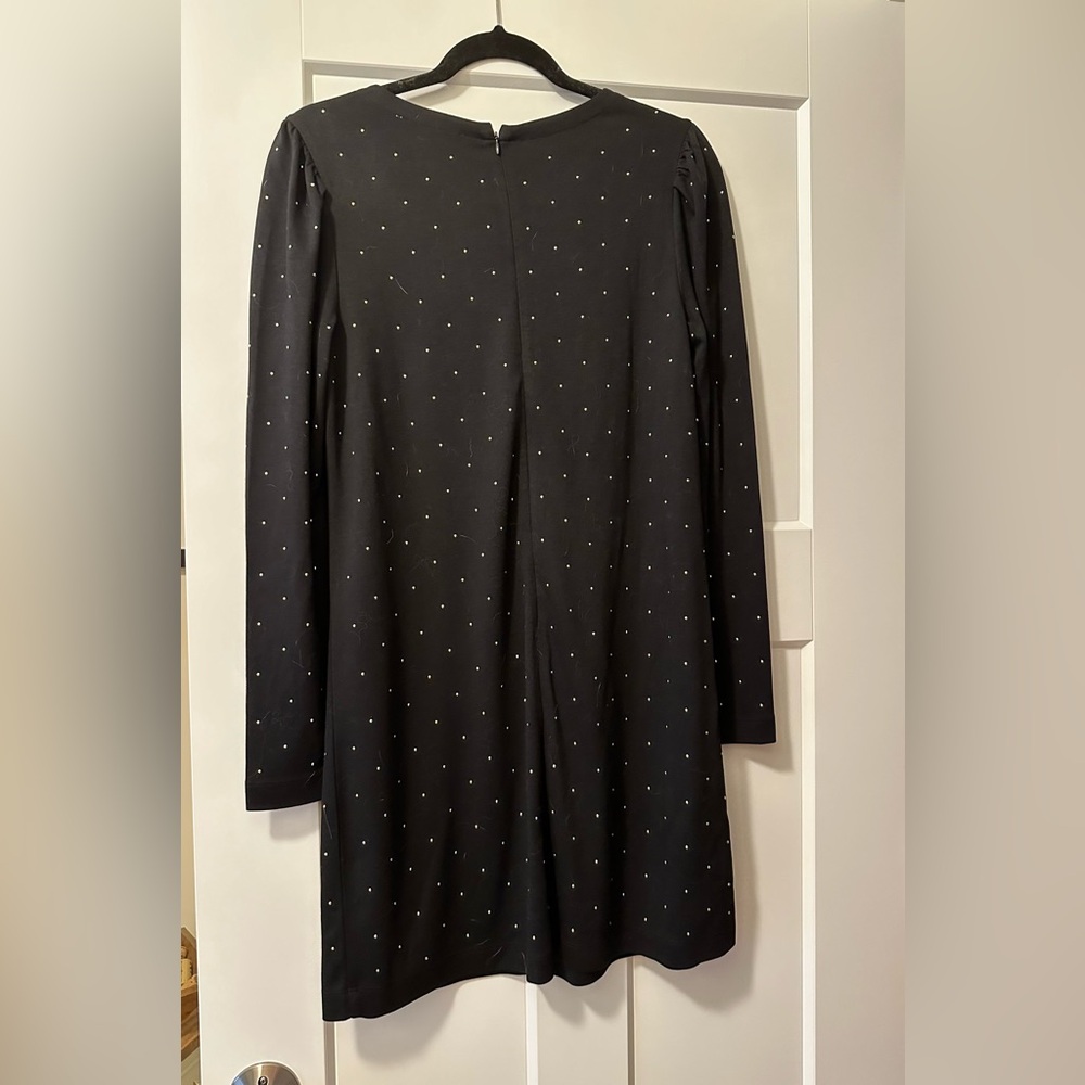 LOFT Black Long Sleeve Dress with Gold dots